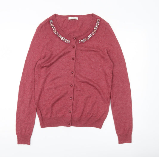 Womens UK Size 8 Marks and Spencer Red Cardigan Jumper