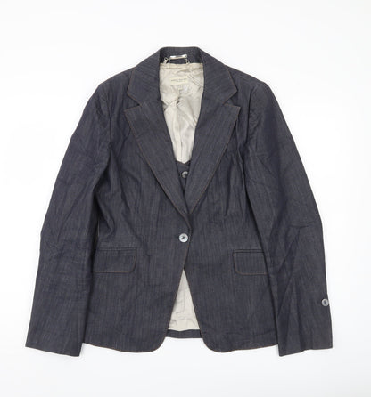 Karen Millen Women’s Blue Cotton Blend Slim Fit Blazer UK 14