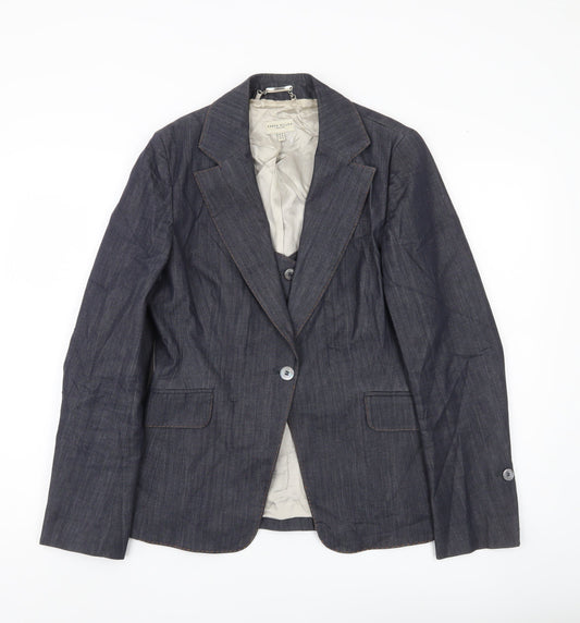 Karen Millen Women’s Blue Cotton Blend Slim Fit Blazer UK 14