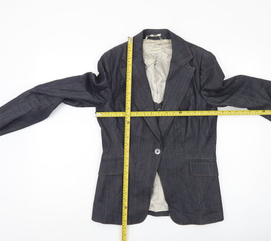 Karen Millen Women’s Blue Cotton Blend Slim Fit Blazer UK 14