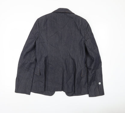 Karen Millen Women’s Blue Cotton Blend Slim Fit Blazer UK 14