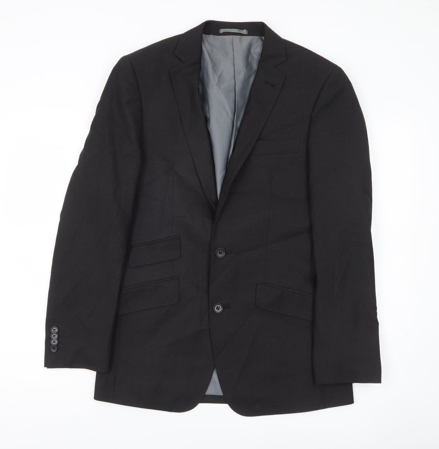 George Men’s Grey 36R Regular Fit Two-Button Suit Jacket