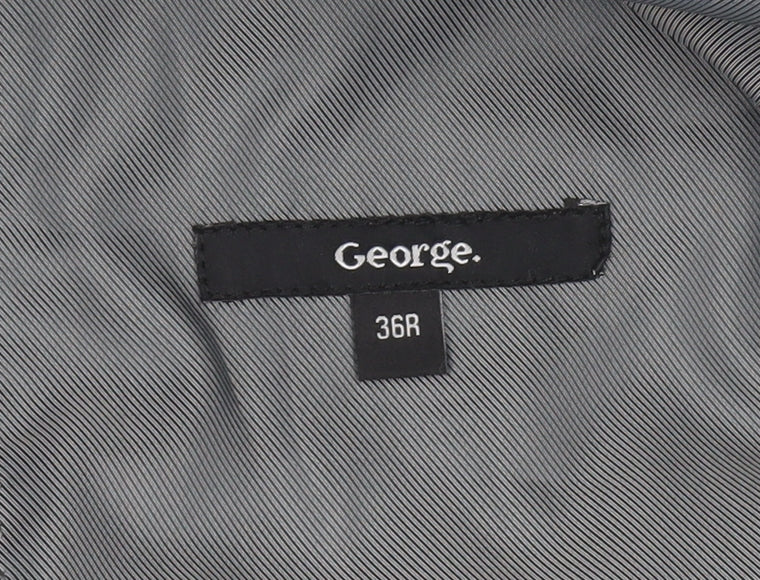 George Men’s Grey 36R Regular Fit Two-Button Suit Jacket