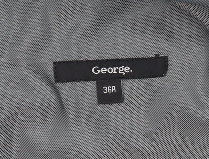 George Men’s Grey 36R Regular Fit Two-Button Suit Jacket