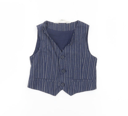 H&M Boys Blue Pinstripe Waistcoat 2-3 Years Formal Wedding Party