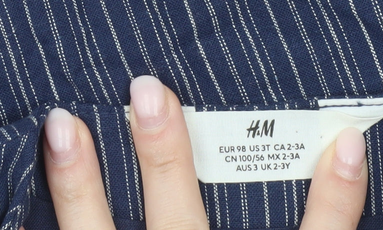 H&M Boys Blue Pinstripe Waistcoat 2-3 Years Formal Wedding Party