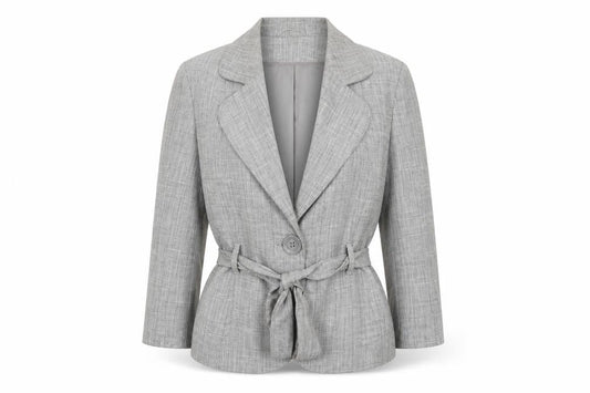 Front view of Evie Women’s Grey Belted Blazer Jacket UK 12 Workwear