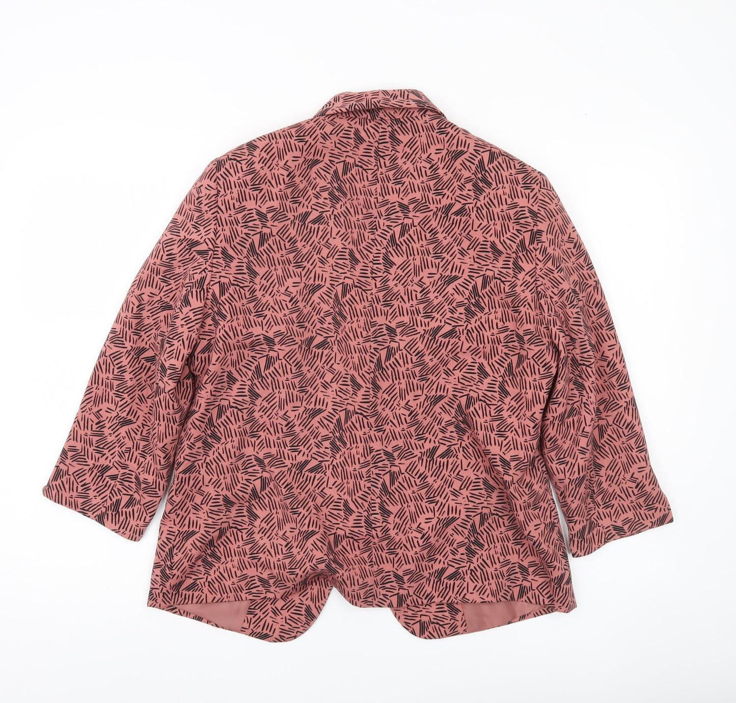 Tu Woman Pink Black Print Blazer Jacket Size 12 Regular Fit