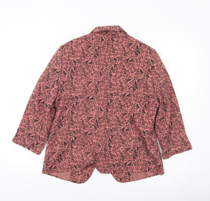 Tu Woman Pink Black Print Blazer Jacket Size 12 Regular Fit