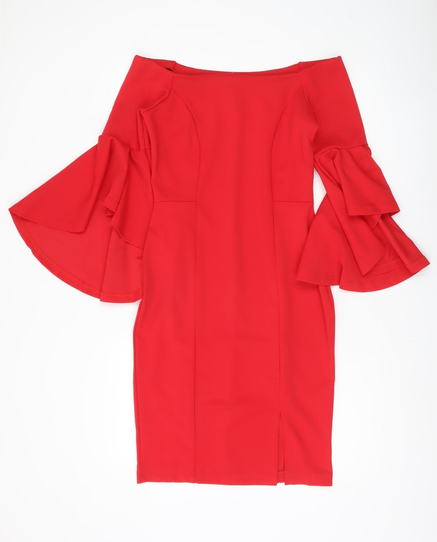 Body Flirt Women Red Off Shoulder Bell Sleeve Sheath Dress Size 10