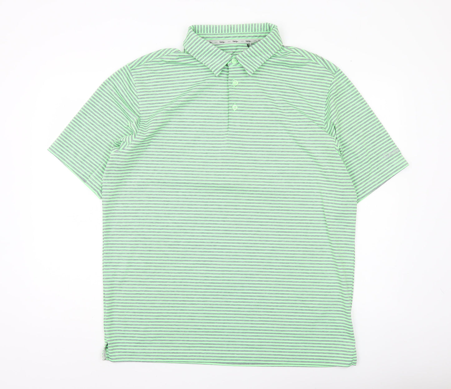 Walter Hagen Men’s Green Striped Polo Shirt L Golf Activewear