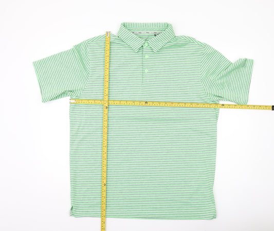 Walter Hagen Men’s Green Striped Polo Shirt L Golf Activewear