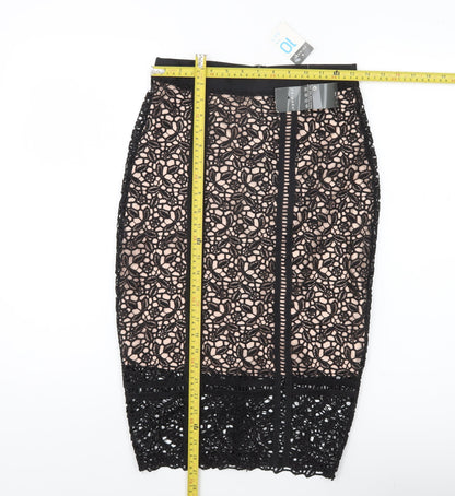 Primark Womens Black Lace Midi Pencil Skirt Size 10 Formal Party
