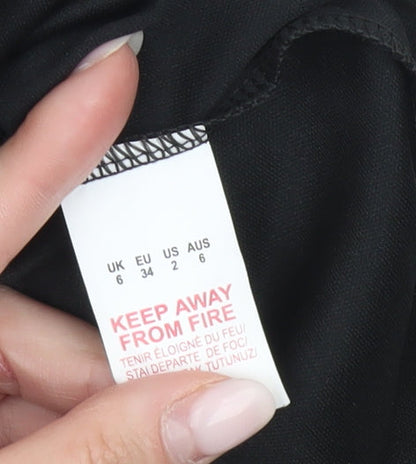 PrettyLittleThing Women’s Black Lace Ruffle High Rise Pencil Skirt Size 6