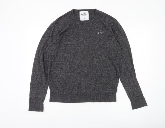 Hollister Mens Grey Knit Pullover Jumper Medium Crew Neck