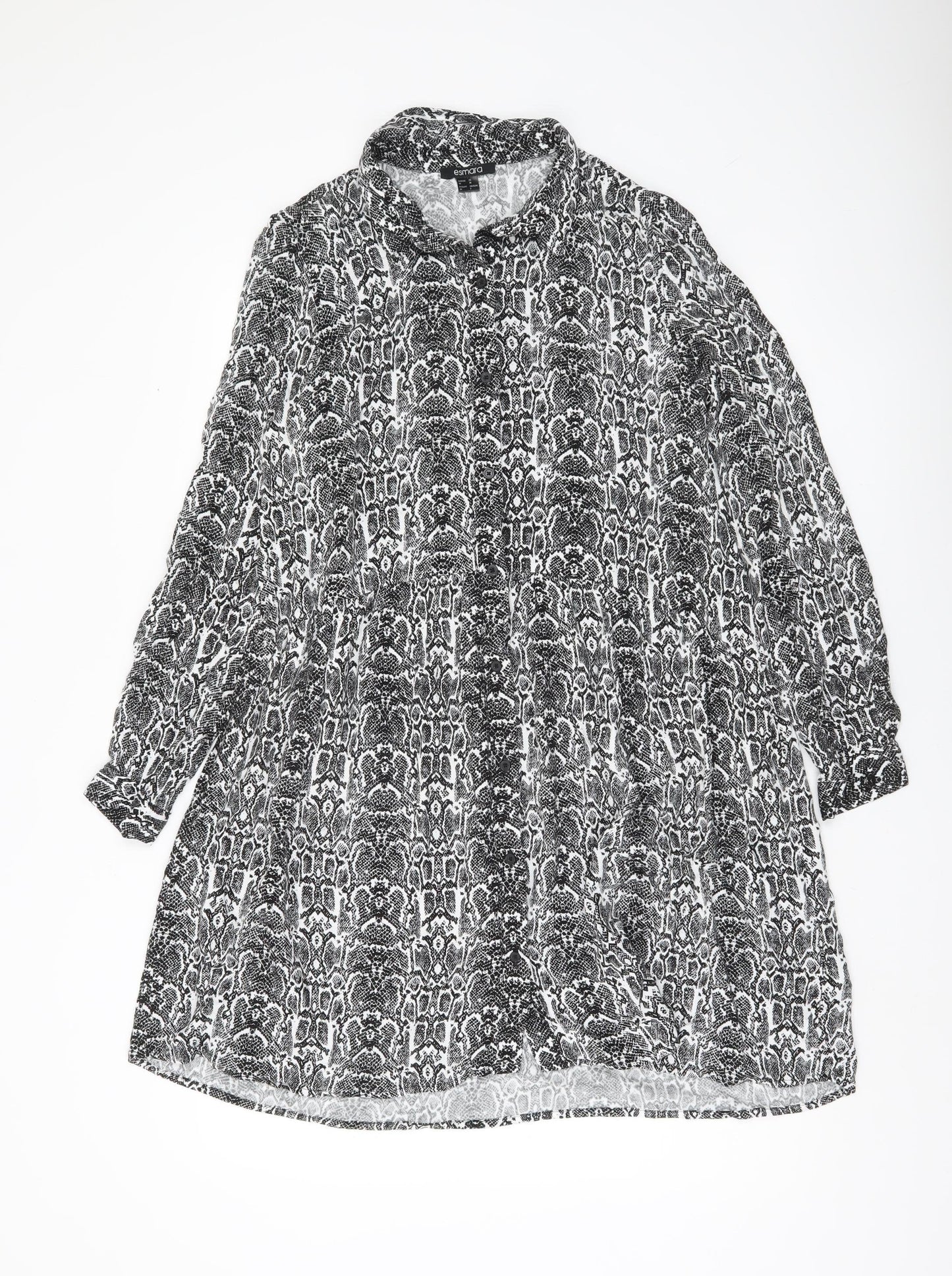 Esmara Women’s Black Snake Print Shirt Dress Size 8 Long Sleeve