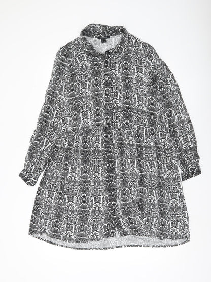 Esmara Women’s Black Snake Print Shirt Dress Size 8 Long Sleeve
