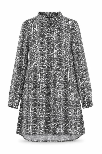 ESMARA Women’s Black Snake Print Shirt Dress Size 8 Long Sleeve
