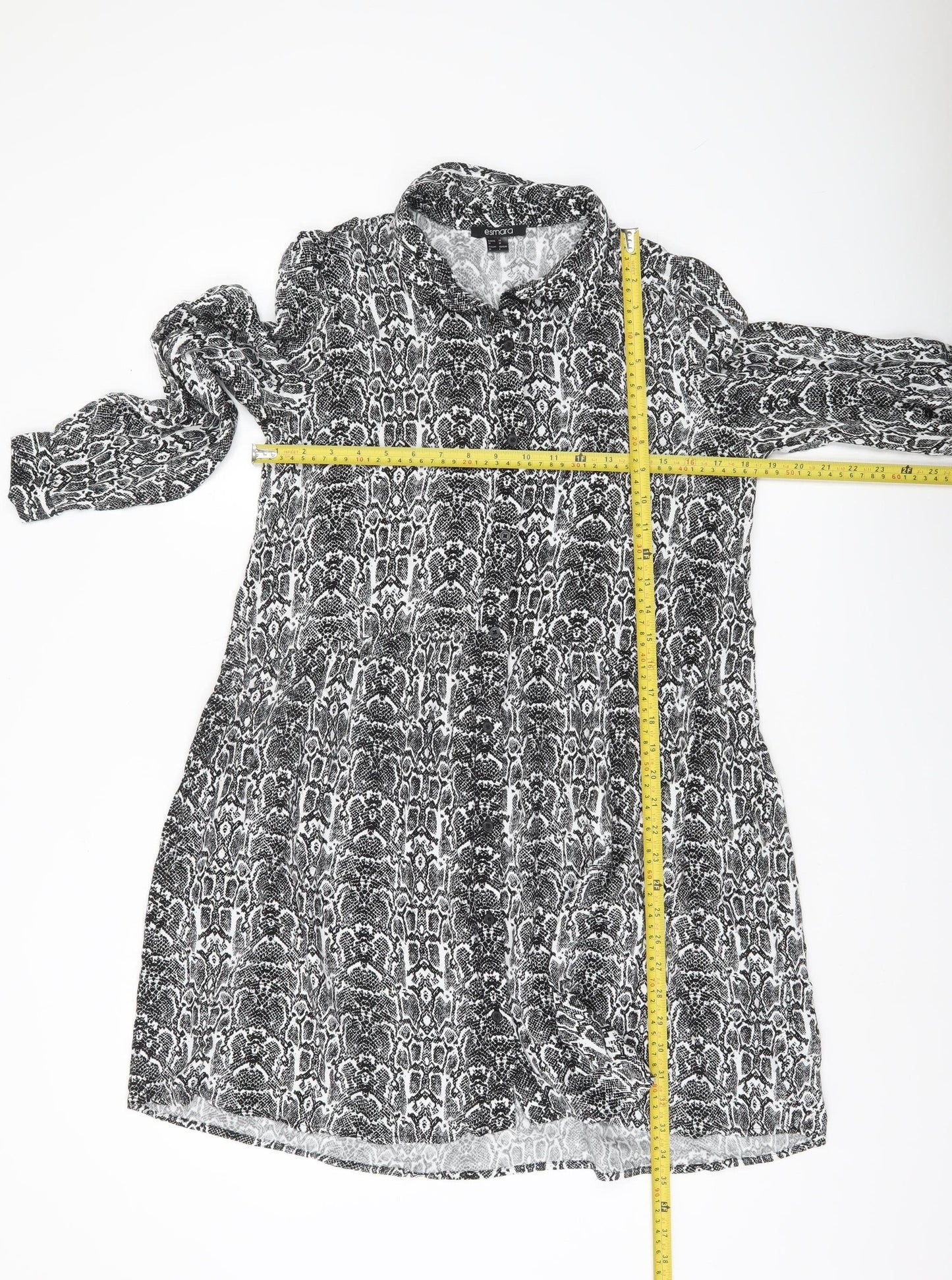 Esmara Women’s Black Snake Print Shirt Dress Size 8 Long Sleeve