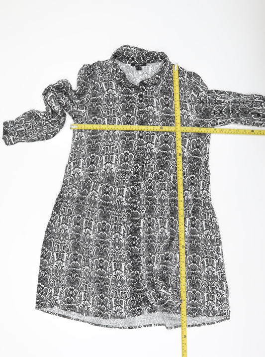 Esmara Women’s Black Snake Print Shirt Dress Size 8 Long Sleeve