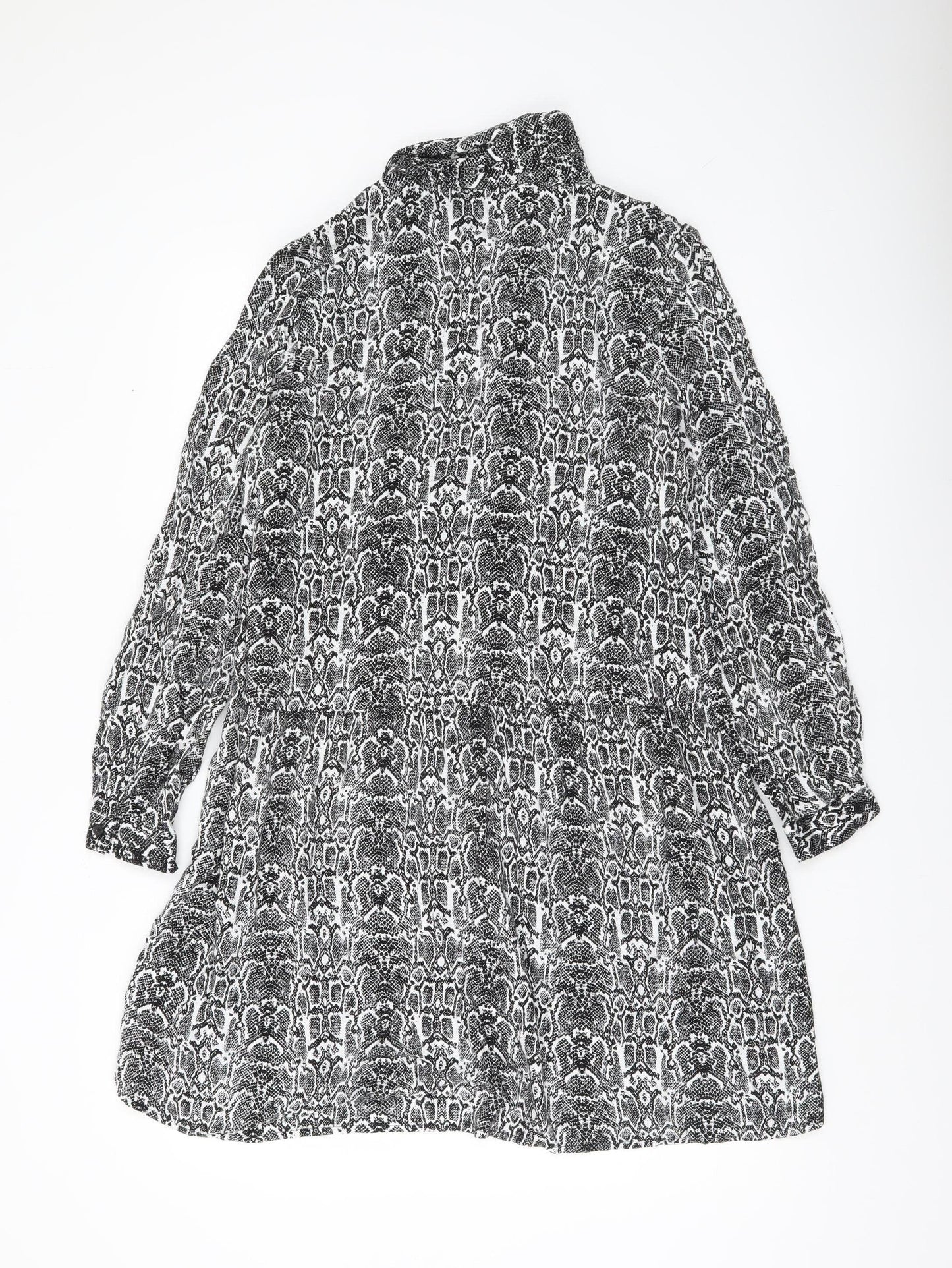 Esmara Women’s Black Snake Print Shirt Dress Size 8 Long Sleeve