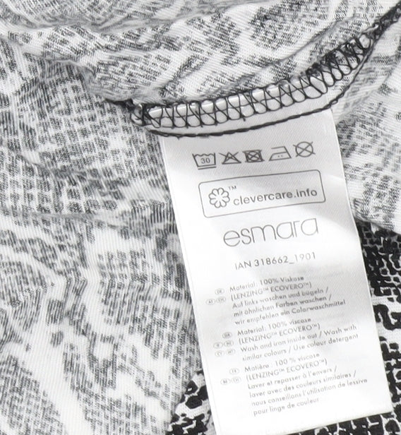 Esmara Women’s Black Snake Print Shirt Dress Size 8 Long Sleeve