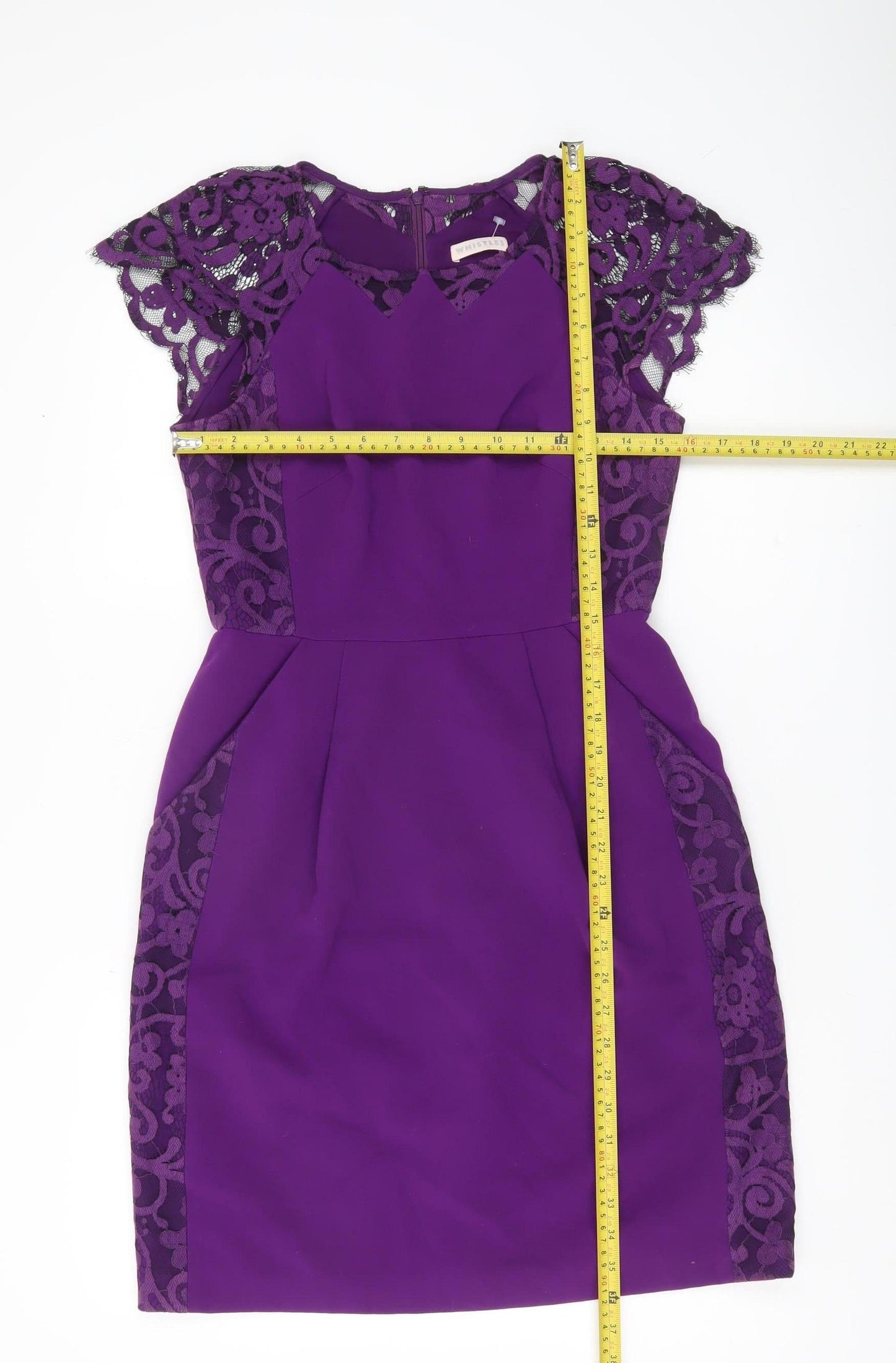 Whistles Women’s Purple Lace Panel Sheath Dress UK 10 Party Cocktail