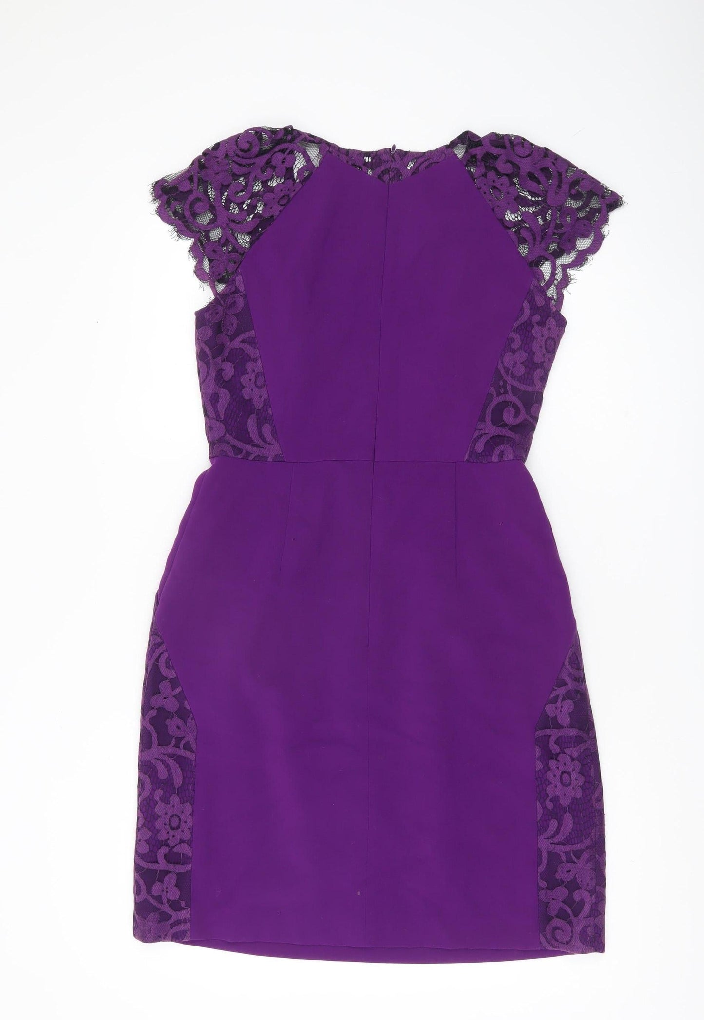 Whistles Women’s Purple Lace Panel Sheath Dress UK 10 Party Cocktail