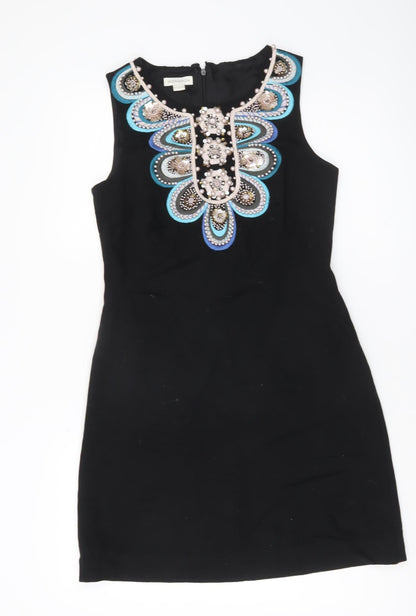 Monsoon Women’s Black Beaded Shift Dress Size 10 Party Cocktail