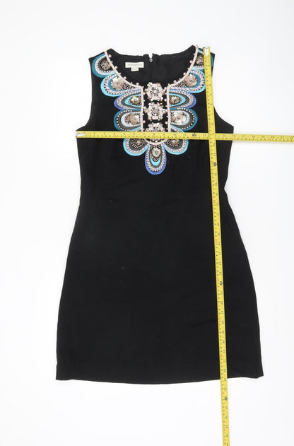 Monsoon Women’s Black Beaded Shift Dress Size 10 Party Cocktail