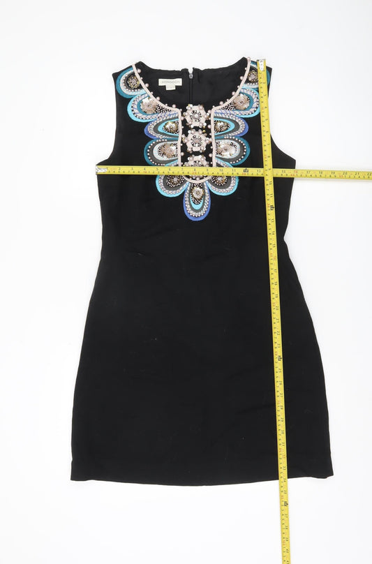 Monsoon Women’s Black Beaded Shift Dress Size 10 Party Cocktail