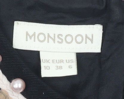 Monsoon Women’s Black Beaded Shift Dress Size 10 Party Cocktail