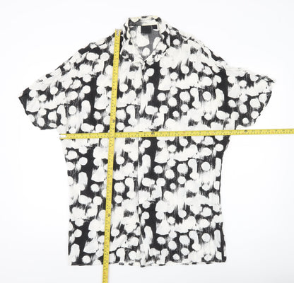 ASOS Men’s Black White Polka Dot Short Sleeve Button-Up Shirt S 36-38"