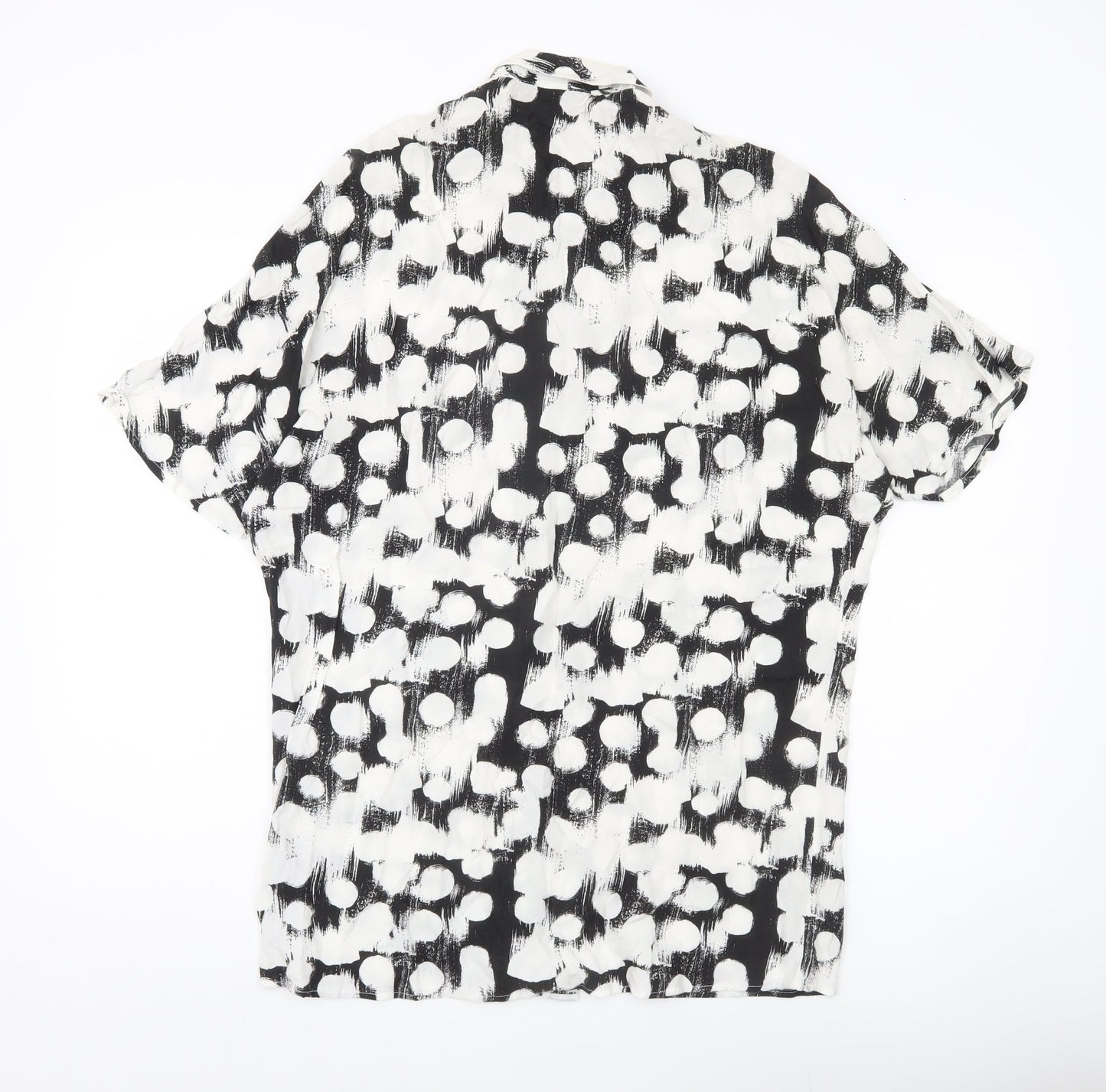 ASOS Men’s Black White Polka Dot Short Sleeve Button-Up Shirt S 36-38"