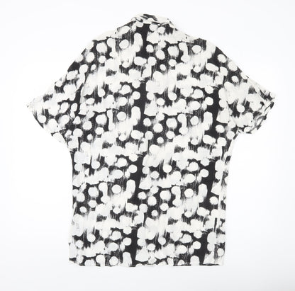ASOS Men’s Black White Polka Dot Short Sleeve Button-Up Shirt S 36-38"