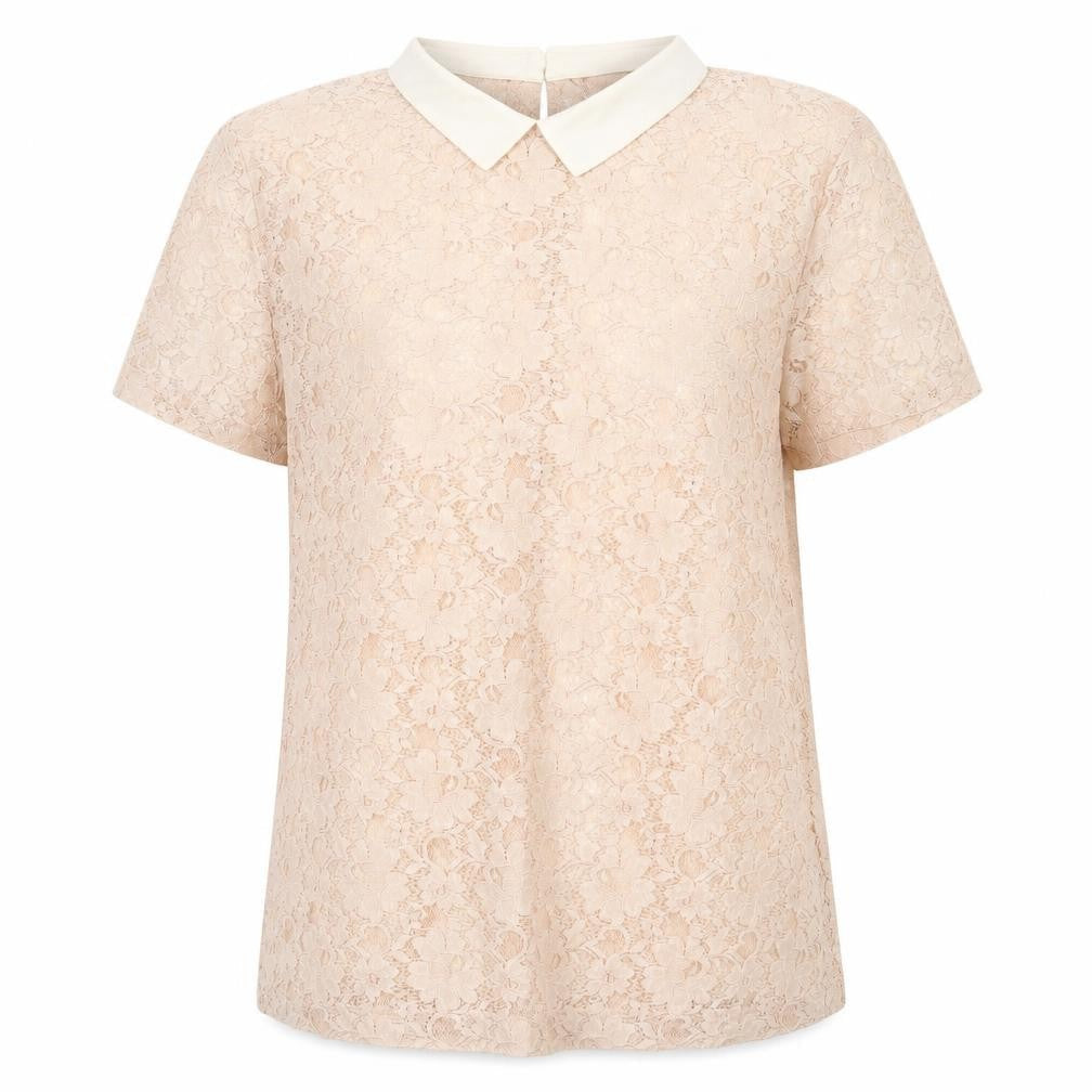 Womens UK Size 14 French Connection Beige Lace Blouse