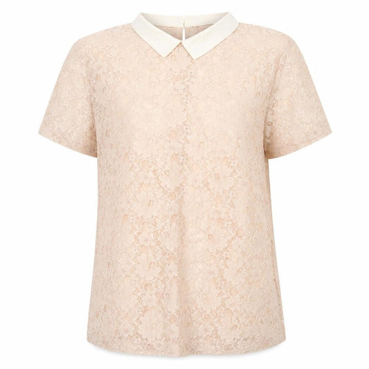 Womens UK Size 14 French Connection Beige Lace Blouse