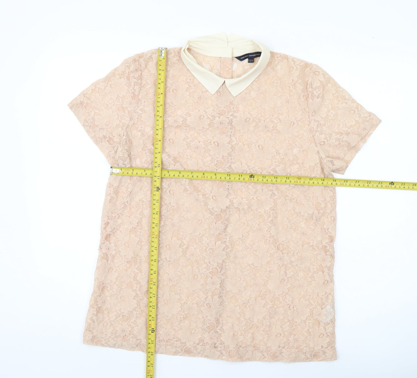 Womens UK Size 14 French Connection Beige Lace Blouse