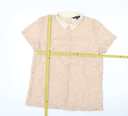 Womens UK Size 14 French Connection Beige Lace Blouse