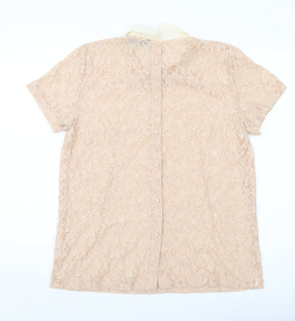 Womens UK Size 14 French Connection Beige Lace Blouse
