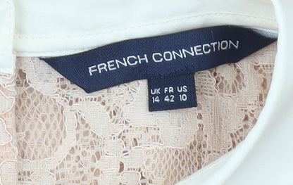 Womens UK Size 14 French Connection Beige Lace Blouse
