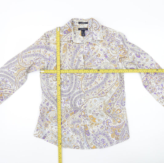 Lands' End Womens Paisley Button-Up Shirt UK 8 Multicoloured Cotton