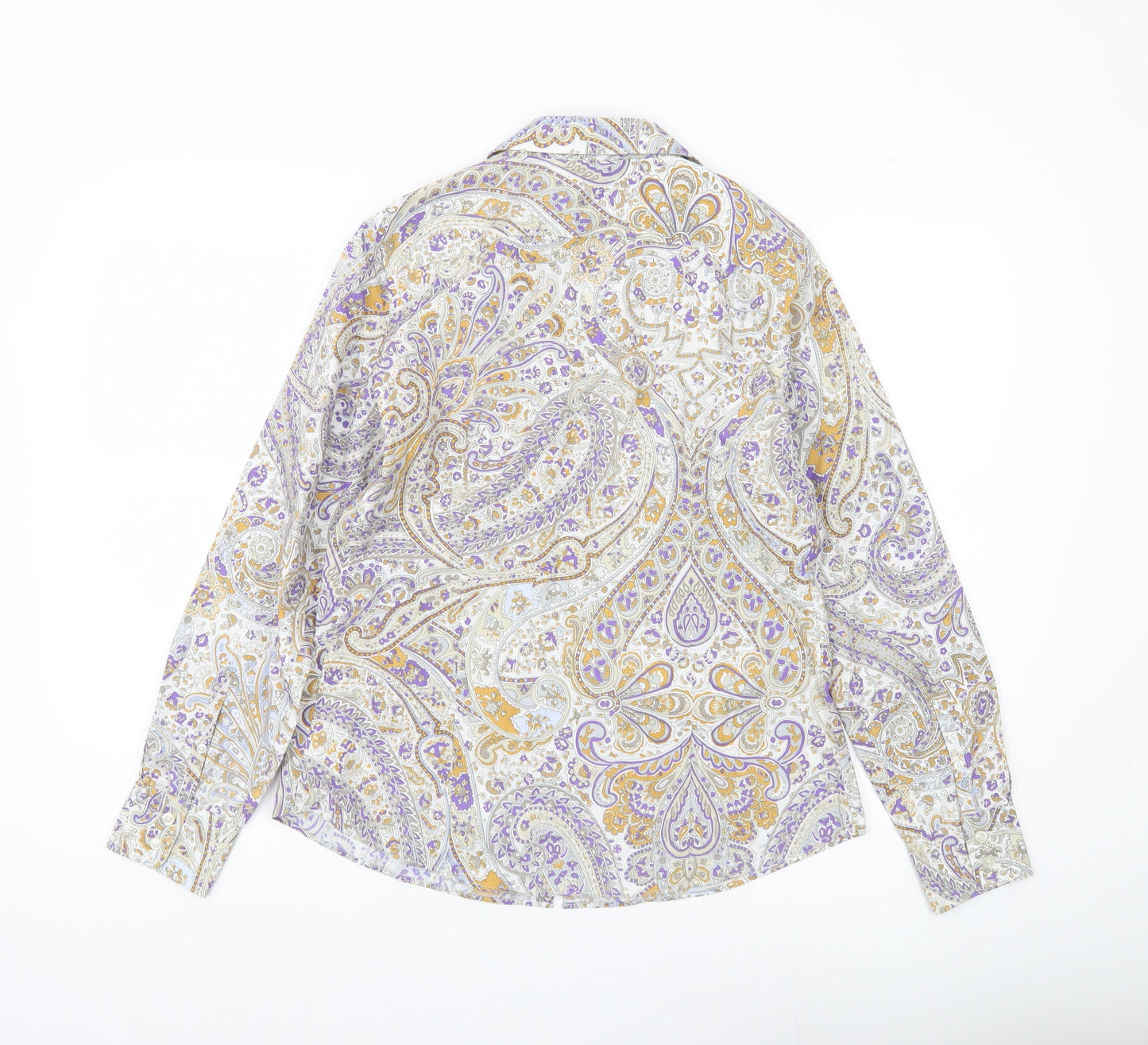 Lands' End Womens Paisley Button-Up Shirt UK 8 Multicoloured Cotton