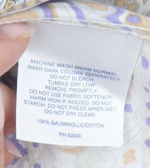 Lands' End Womens Paisley Button-Up Shirt UK 8 Multicoloured Cotton