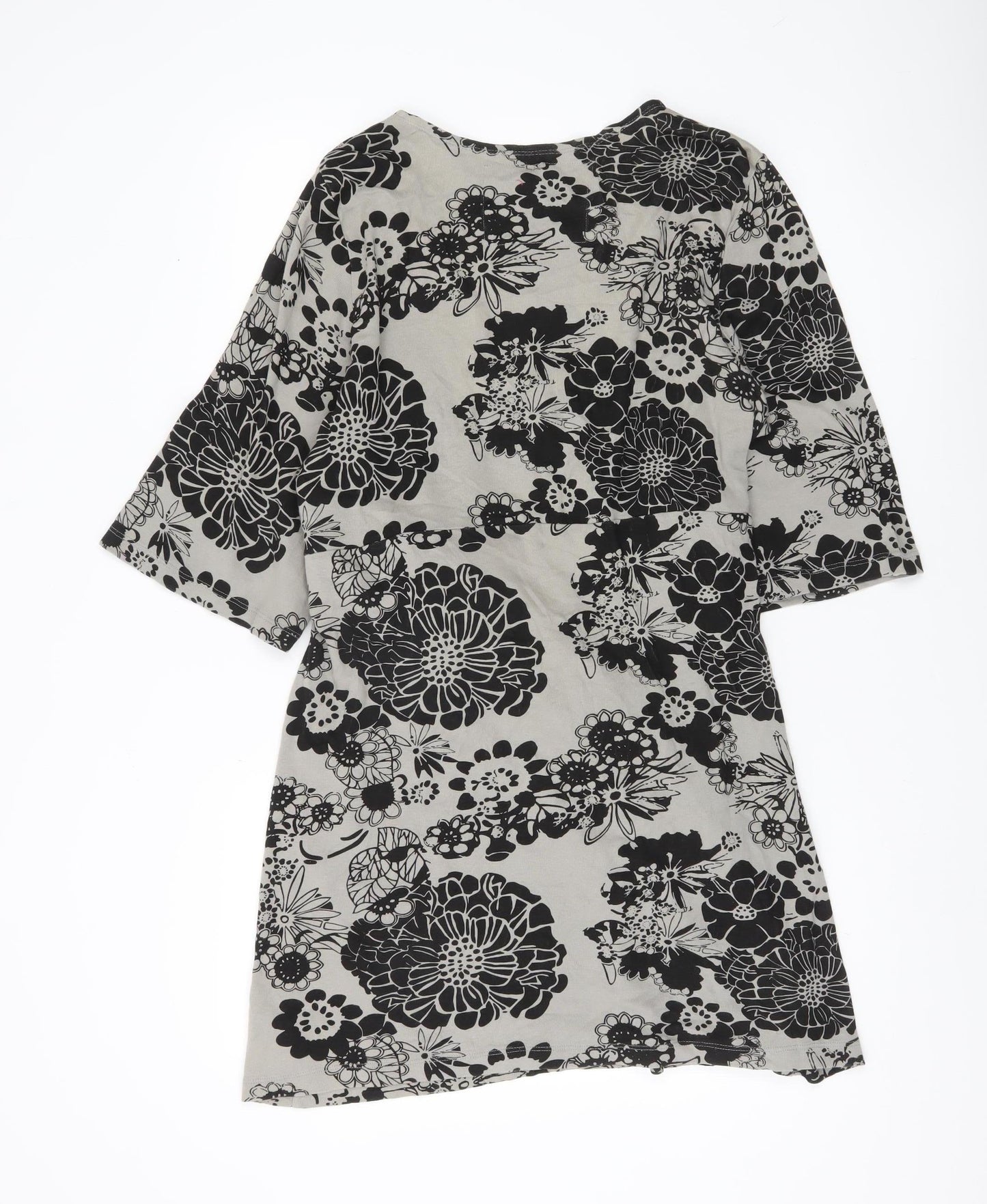 Evans Women’s Grey Floral Wrap Blouse Size 20 Cotton 3/4 Sleeve