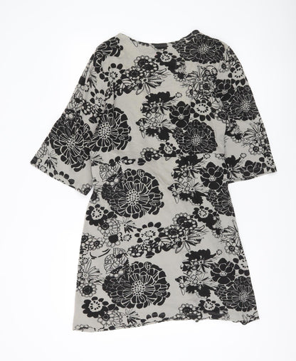 Evans Women’s Grey Floral Wrap Blouse Size 20 Cotton 3/4 Sleeve