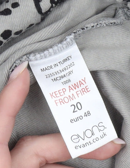 Evans Women’s Grey Floral Wrap Blouse Size 20 Cotton 3/4 Sleeve