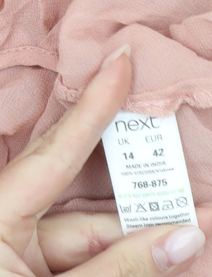 Womens UK Size 14 NEXT Pink Tunic Blouse