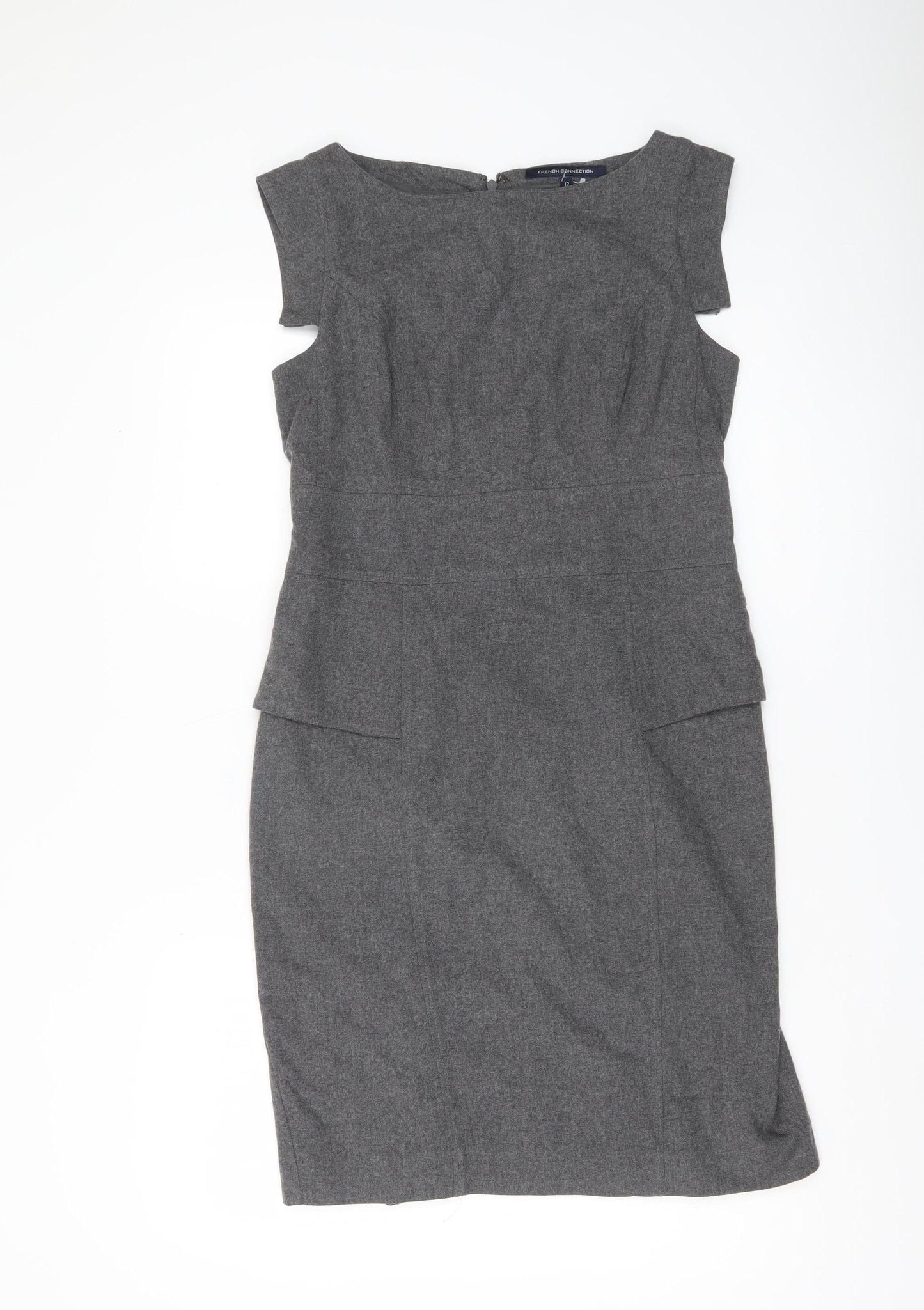 French Connection Women’s Grey Wool Blend Sheath Dress Size 12