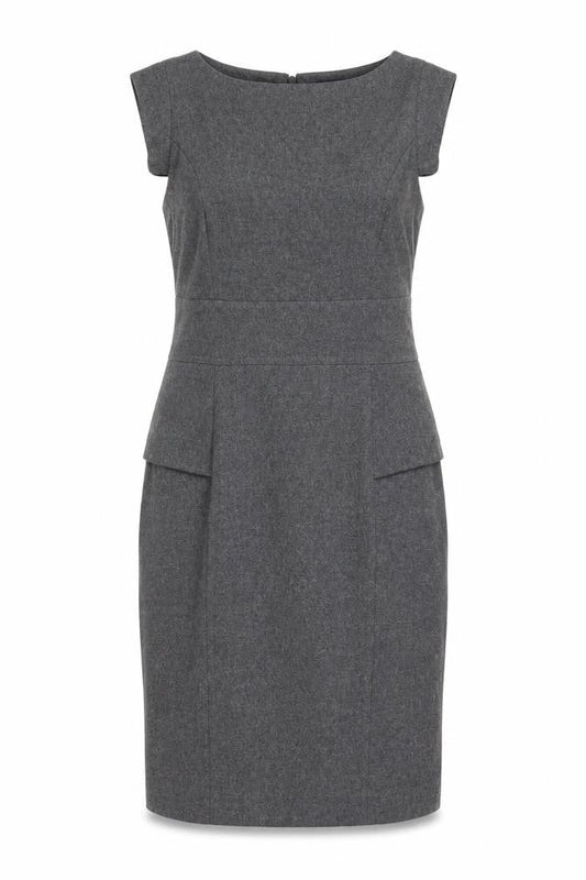 Front view of French Connection Women’s Grey Wool Blend Sheath Dress, size UK 12